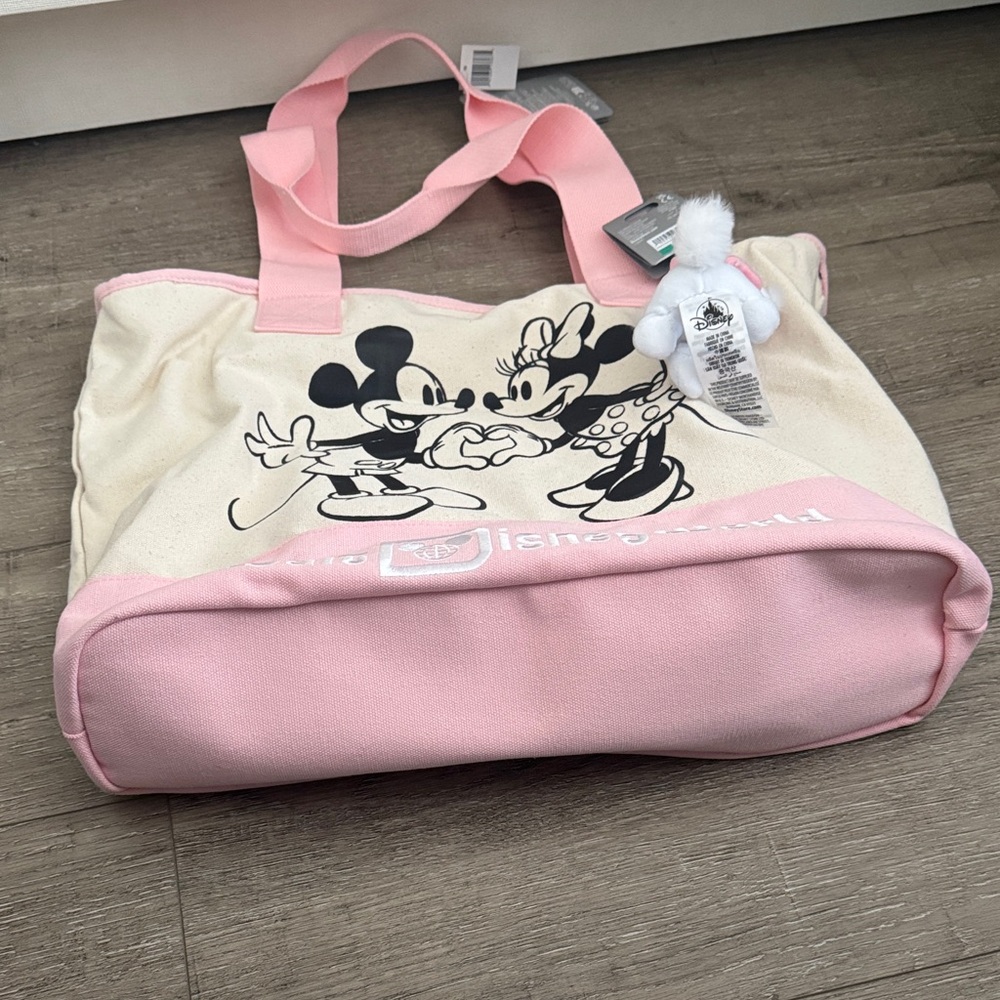 Disney Cream and Pink Mickey & Minnie Canvas Tote - Picture 6 of 10